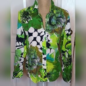 Cino Floral Green and White Women's Top